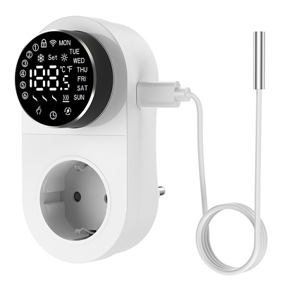 Tuya Smart WiFi Thermostat Plug Com Sensor de Temporização Controle de Toque