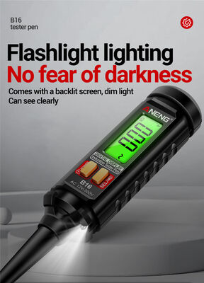 Detector de Tensão Digital Sem Contato com Faixa de 12V a 300V, Tela LCD e Alarme Sonoro/Visual