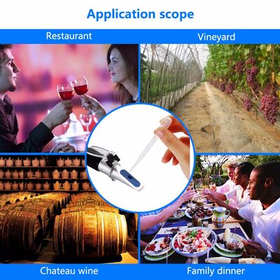 Refratômetro e Alcoômetro Portátil de Alta Precisão com Faixas de Medição de 0-40%Brix, 0-25%Vol e 0-22Baume