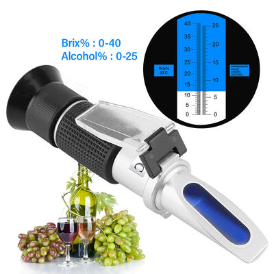 Refratômetro Brix Portátil com Faixa de 0-40% Brix e Compensação Automática de Temperatura para Teste de Vinho, Mosto e Açúcar