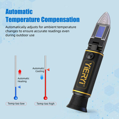 4-in-1 Multi-Fluid Hand Held Refractometer with ATC and High Accuracy ±0.2% for Glycol, Battery & Cleaning Fluids