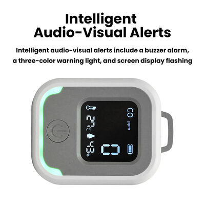 Rechargeable 3-in-1 Portable CO Monitor with Temperature and Humidity Detection for Home and Office Safety