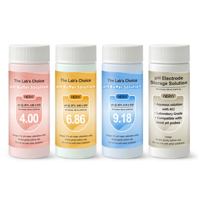 Kit de calibração do medidor de pH de laboratório com vasos selados e herméticos com códigos de cores para testes precisos de pH