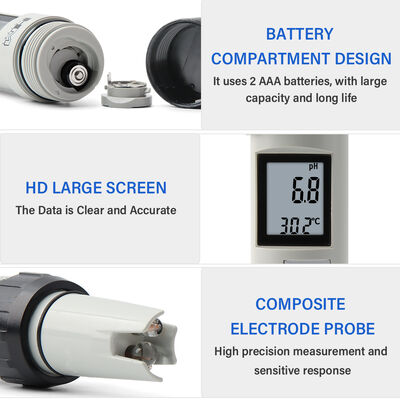 Medidor Digital de ORP à Prova d'Água IP-67 com Faixa de 0,0-14,0 PH e Painel de Display LCD para Teste Preciso da Qualidade da Água