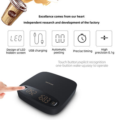 Balança Eletrônica Digital para Café com Tela Sensível ao Toque, Precisão de 0,1g e Balança de Cozinha Recarregável por USB
