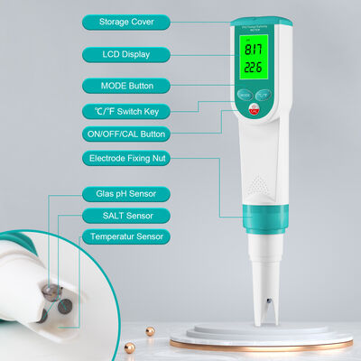 Medidor Digital de Salinidade e pH à Prova d'Água com Tela Grande HD para Faixa de Salinidade de 0-100%