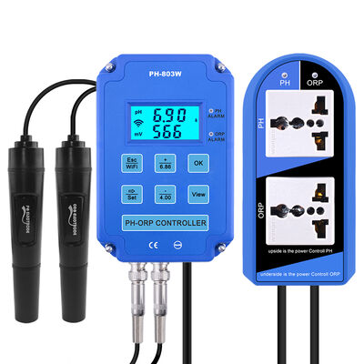 Wifi Output PH ORP Redox Controller com sonda substituível para medição dupla em aquário e hidroponia