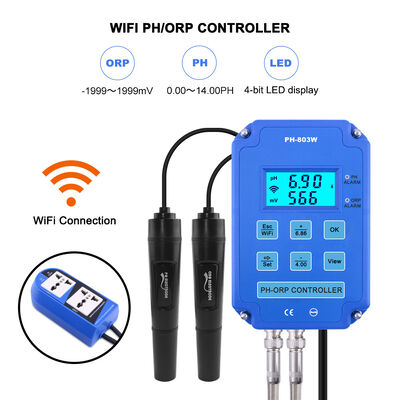 Wifi Output PH ORP Redox Controller com sonda substituível para medição dupla em aquário e hidroponia