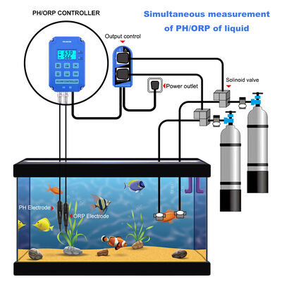 Wifi Output PH ORP Redox Controller com sonda substituível para medição dupla em aquário e hidroponia