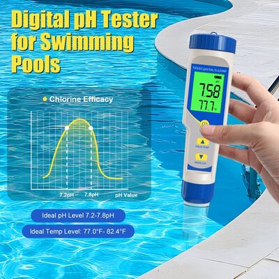 Testador Digital Multifuncional 7 em 1 de Água com Sonda de Alta Precisão e Tela LCD Retroiluminada para Teste de Qualidade de Água de Piscinas e Aquários