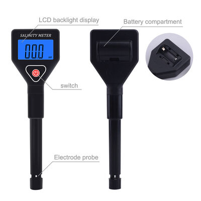 Medidor de salinidade digital portátil com faixa de medição de 0~199.9ppt e compensação de temperatura