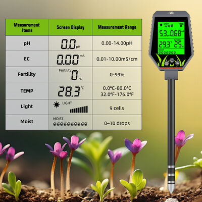 6 em 1 testador de solo PH/EC/umidade/fertilidade/luz/temperatura ferramentas de teste de solo