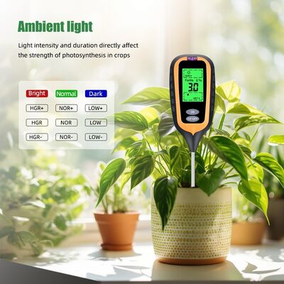 Medidor de ph do solo 6 em 1, ferramenta multifuncional de teste de solo para jardim, ph/fertilidade/umidade/luz/umidade do ar/temperatura