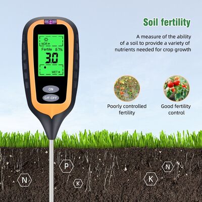 Medidor de ph do solo 6 em 1, ferramenta multifuncional de teste de solo para jardim, ph/fertilidade/umidade/luz/umidade do ar/temperatura