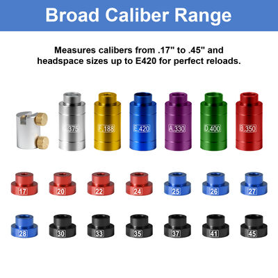 Kit de Comparador de Calibre de Precisão Com 14 Insertos de Balas e 6 Comparador Universal de Medidor de Espaço de Cabeça de Bushing para.17-.45 Calibre Reloading