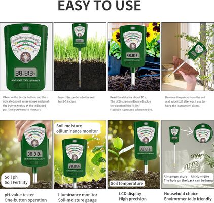 Analisador de solo digital 7 em 1 com display LCD para monitoramento preciso de PH de umidade de luz de jardim