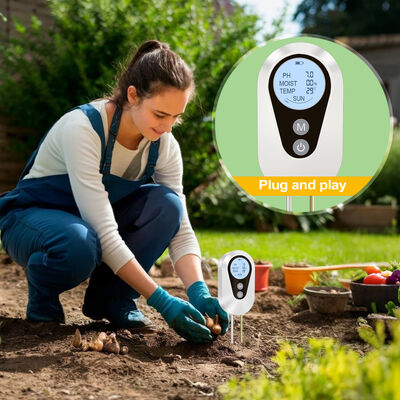 Teste de temperatura de pH do solo e temperatura da luz solar com LCD retroiluminado para agricultura de jardim