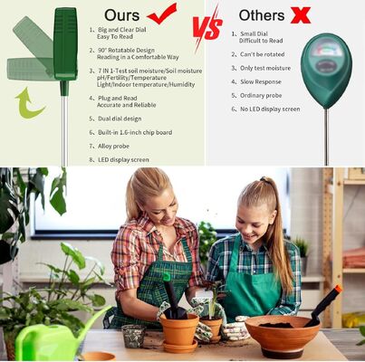 Analisador de solo digital 7 em 1 com display LCD para monitoramento preciso de PH de umidade de luz de jardim