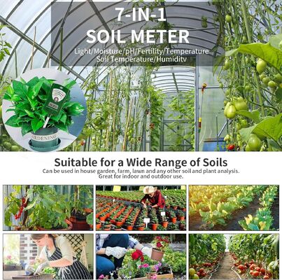 Analisador de solo digital 7 em 1 com display LCD para monitoramento preciso de PH de umidade de luz de jardim