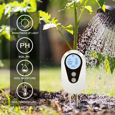 Teste de temperatura de pH do solo e temperatura da luz solar com LCD retroiluminado para agricultura de jardim