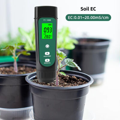 Instrumento de medição agrícola para jardinagem em panelas Conductividade 3 em 1 Ecômetro de solo Teste de temperatura do solo