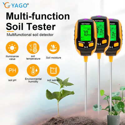 6 em 1 Tester Digital de Solo Monitor de Umidade/PH/Luz solar/Temperatura Com LCD de luz de fundo Para Plantação de Horta