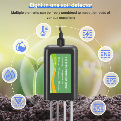 RS485 Sensor de parâmetros múltiplos do solo 8 em 1 EC pH NPK Temp Detecção de umidade Agricultura Uso em estufa