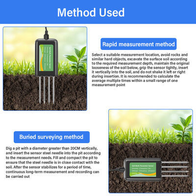 RS485 Sensor de parâmetros múltiplos do solo 8 em 1 EC pH NPK Temp Detecção de umidade Agricultura Uso em estufa