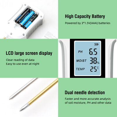 Lâmpadas LCD 3 em 1 Flores de jardim Sensor Plantas Ácido Detector de umidade PH Meter Tester de umidade do solo