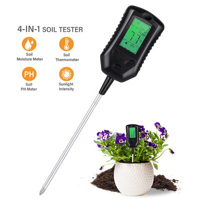 Interface de utilizador LCD grande 4 em 1 medidor de solo pH medidor de solo ferramentas de análise de solo de umidade/temperatura/luz solar