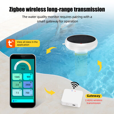 Clorômetro Wifi 7 em 1 flutuante à prova d'água com Smart Hub Sal/EC/TDS/ORP&Temp USB Medidor de pH solar para piscinas