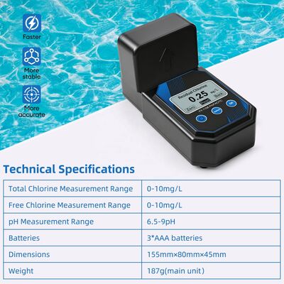 YIERYI Teste fotométrico portátil e preciso de qualidade da água para pH, cloro residual, cloro total