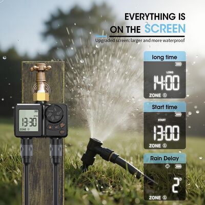 Controlador de irrigação digital recarregável de ligação de latão de trabalho pesado Controlador de sprinkler automático com desativação manual