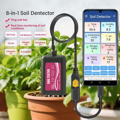 YIERYI Testador de Solo USB 8 em 1 com Monitoramento em Tempo Real de pH, Umidade, NPK, EC, Temperatura e Sensor de Fertilidade para Android HarmonyOS