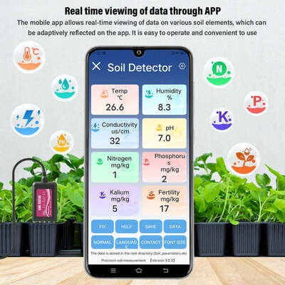 YIERYI Testador de Solo USB 8 em 1 com Monitoramento em Tempo Real de pH, Umidade, NPK, EC, Temperatura e Sensor de Fertilidade para Android HarmonyOS