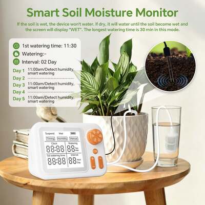 Detector de umidade de solo inteligente para interiores Dispositivo de rega automática Sistema de irrigação por gotejamento programável para flores em pote Ervas