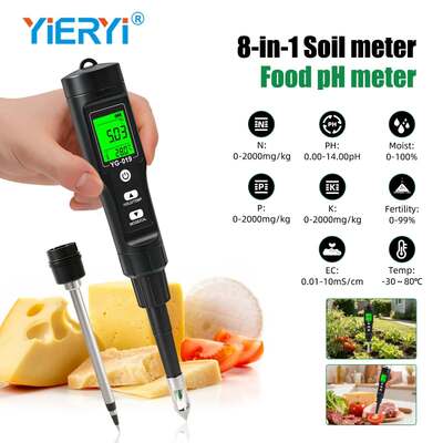 Teste de pH do solo Nitrogénio Fósforo Potássio CE Fertilidade Temperatura Umidade do solo