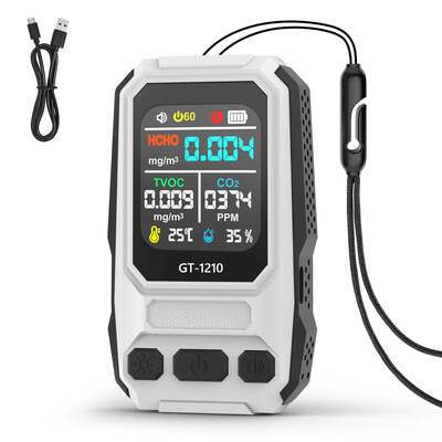 Detetor de gases de qualidade do ar de 5 em 1 HCHO TVOC CO Temp Humidade