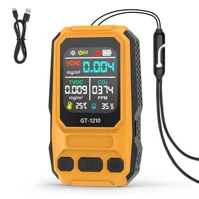 Detetor de gases de qualidade do ar de 5 em 1 HCHO TVOC CO Temp Humidade