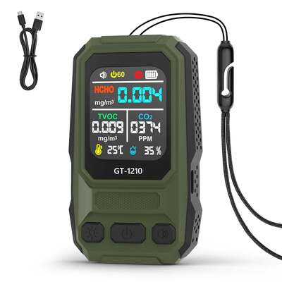 Detetor de gases de qualidade do ar de 5 em 1 HCHO TVOC CO Temp Humidade