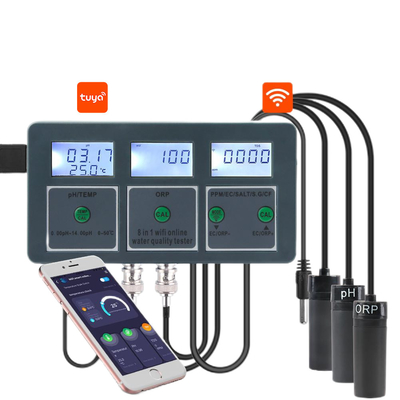 Teste de qualidade de água Wi-Fi inteligente 8 em 1 Monitorização remota Ideal para aquários, piscinas, laboratórios e água potável