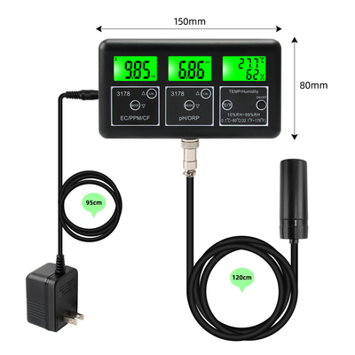 Medidor digital de qualidade da água para laboratório industrial EC/PPM/pH/ORP/Temp