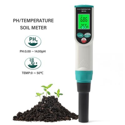 Testador de pH e temperatura do solo 2 em 1, medidor de alta precisão para jardinagem