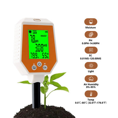 Testeiro de solo 6 em 1 - Umidade/PH/CE/Luz/Umidade do Ar/Temp Meter para jardinagem e agricultura