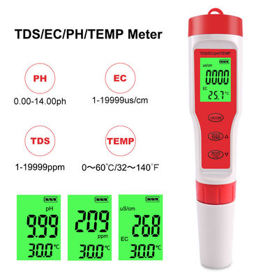 4 - em - 1 Tester de qualidade da água - pH/CE/TDS/Temp Meter para aquicultura, água potável e laboratório