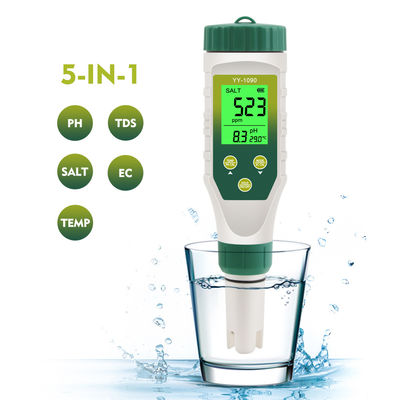 5 - em - 1 Teste de qualidade da água - pH/TDS/CE/salinidade/tempermétro para aquicultura, água potável e laboratório