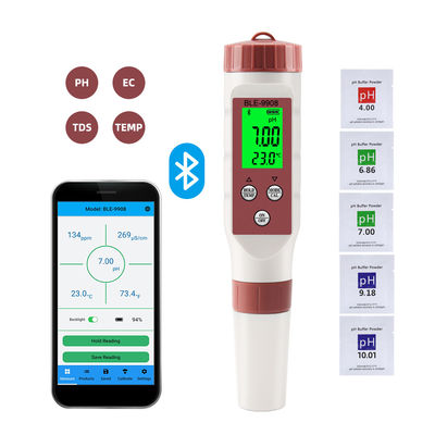 Smart 4 em 1 Tester de Qualidade da Água com Bluetooth - pH/TDS/EC/Temp Meter para Casa, Hidroponia e Laboratório