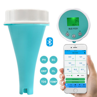 Teste de água de piscina inteligente Bluetooth - pH/EC/TDS/ORP/CL/Temp Meter de 6 em 1 para piscinas e locais aquáticos