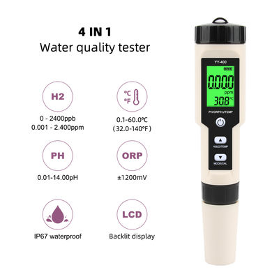 4 - em - 1 Teste de qualidade da água com hidrogénio - H2/pH/ORP/Temp Meter para saúde, aquicultura e laboratório