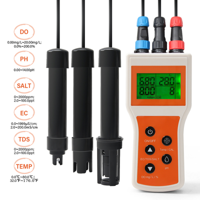 Analisador de qualidade de água inteligente portátil de 6 em 1 de oxigénio dissolvido/PH/TDS/EC/SALT/TEMP